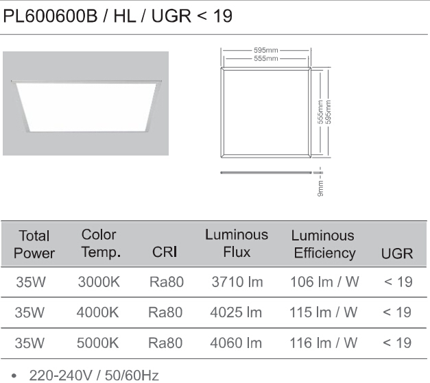 PL600600B/HL/UGR<19