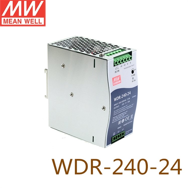 开关电源WDR-240-24240W单相输出PFC调节DIN导轨明纬导轨电源